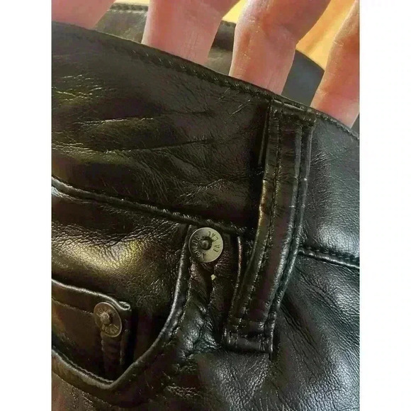 New Agolde Riley Long Pants Recycled Leather in Detox Black High Rise Sz 34 - Picture 7 of 11